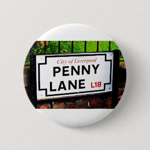 Penny lane Liverpool England-Zeichen Button