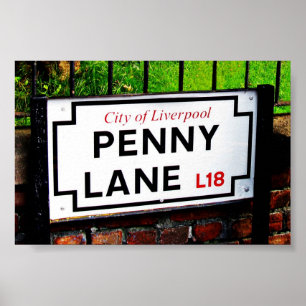 Penny Lane sign, Stadt Liverpool, England, Poster