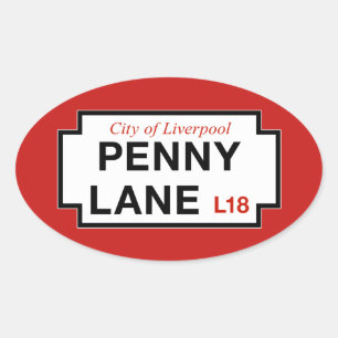 Penny Lane, Street Sign, Liverpool, UK Ovaler Aufkleber