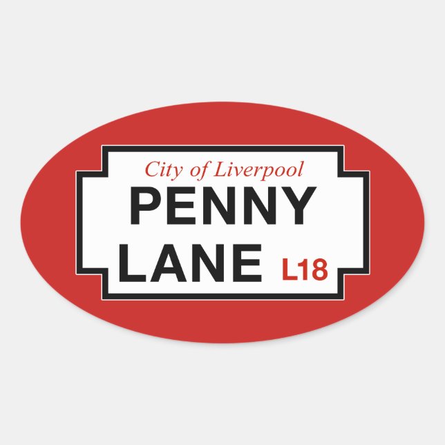 Penny Lane, Street Sign, Liverpool, UK Ovaler Aufkleber (Vorderseite)