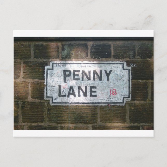 Penny Lane Street Sign, Liverpool UK Postkarte (Vorderseite)
