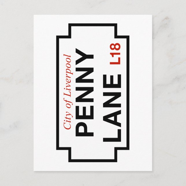Penny Lane, Street Sign, Liverpool, Vereinigtes Kö Postkarte (Vorderseite)
