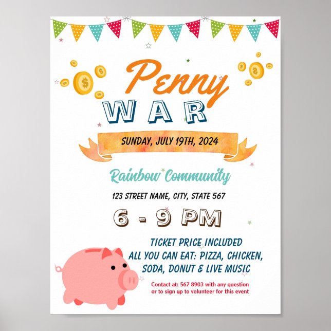 Penny War Flyer Editable Template Poster (Vorne)
