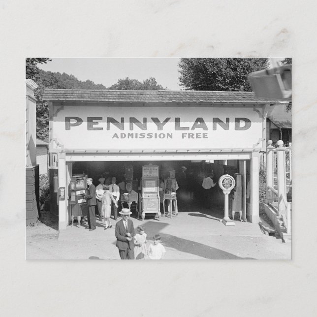 Pennyland Arcade, 1928 Postkarte (Vorderseite)