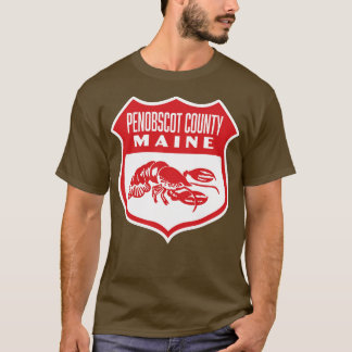 Penobscot Landkreis Maine Retro Shield Red T-Shirt
