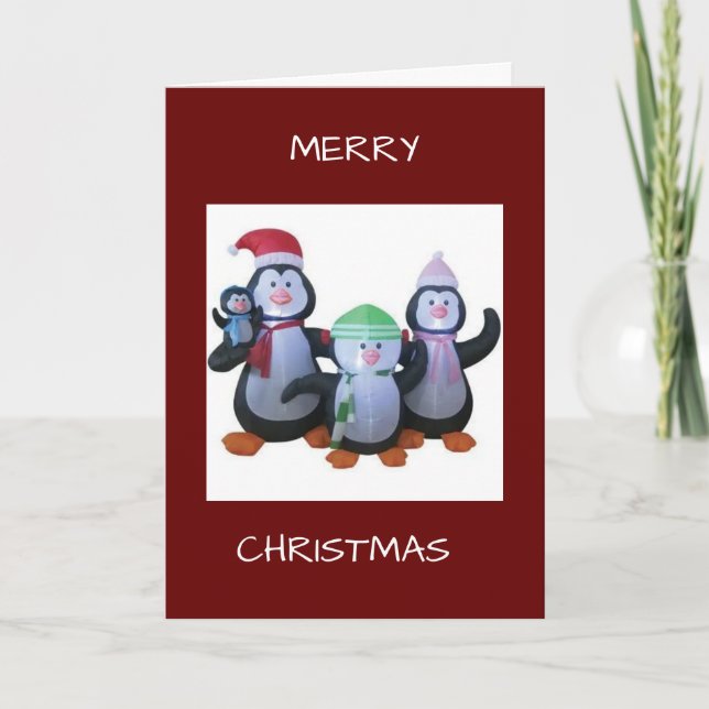 PENQUINS KOMMEN ZUSAMMEN, UM NUR DIE CHRISTMAS-KAR KARTE (Vorderseite)