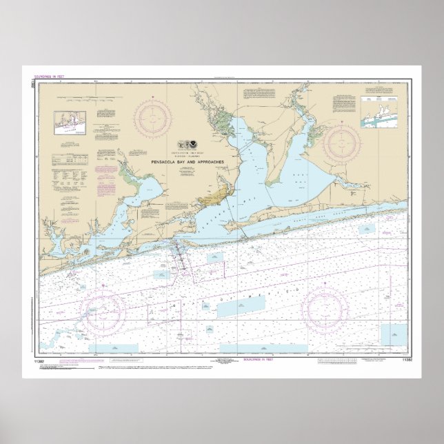 Pensacola Bay and Approaches Nautical Chart 1382 Poster (Vorne)
