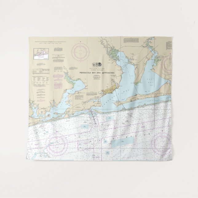Pensacola Bay and Approaches Nautical Chart 1382 Wandteppich (Vorderseite (Horizontal))