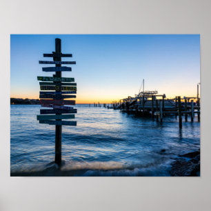 Pensacola Bay Sign Sonnenuntergang Am Dock Poster