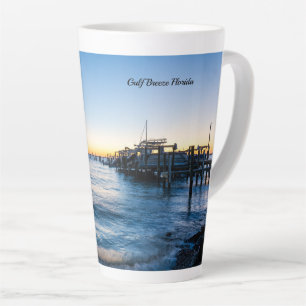 Pensacola Bay Sign Sonnenuntergang Bei Dock Latte  Milchtasse