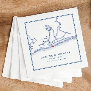 Pensacola Beach FL Karte Elegant Navy Blue Wedding Serviette