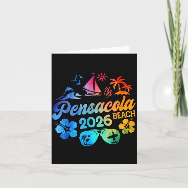 Pensacola Beach Florida 2026 Vacation Tie Dye Summ Karte (Vorderseite)