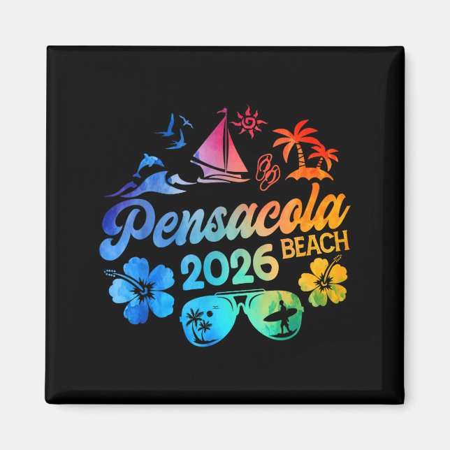 Pensacola Beach Florida 2026 Vacation Tie Dye Summ Magnet (Vorne)