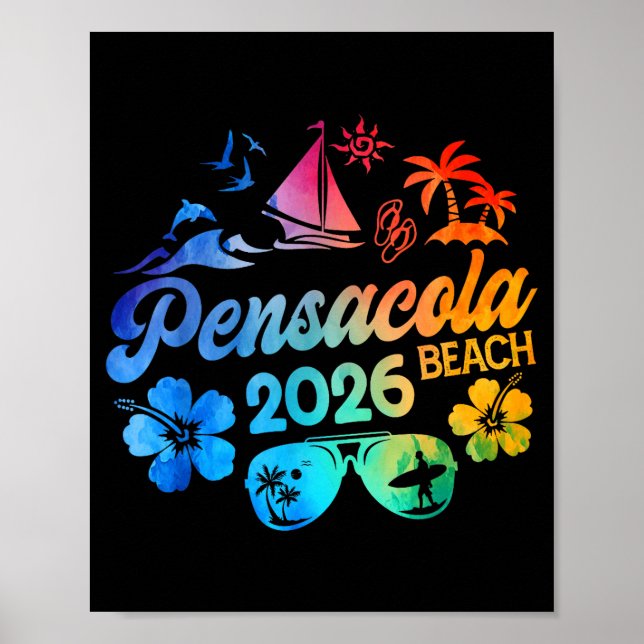 Pensacola Beach Florida 2026 Vacation Tie Dye Summ Poster (Vorne)