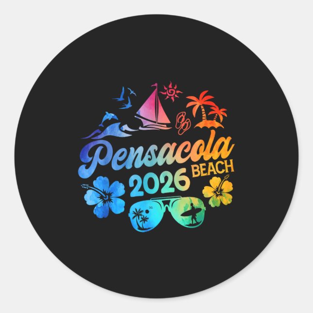Pensacola Beach Florida 2026 Vacation Tie Dye Summ Runder Aufkleber (Vorderseite)