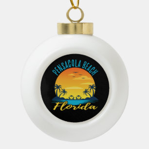 Pensacola Beach Florida Palm Tree Strand Keramik Kugel-Ornament