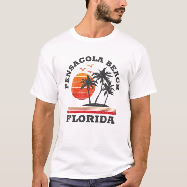 Pensacola Beach Florida Retro Souvenir Geschenk T-Shirt (Vorderseite)