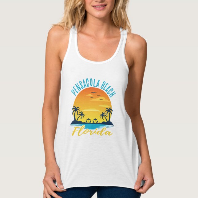 Pensacola Beach Florida Sunset Retro Urlaub Tank Top (Vorderseite)
