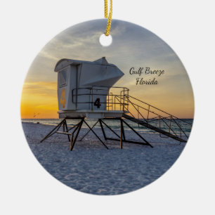 Pensacola Beach Lifeguard Station Sunrise Ornament