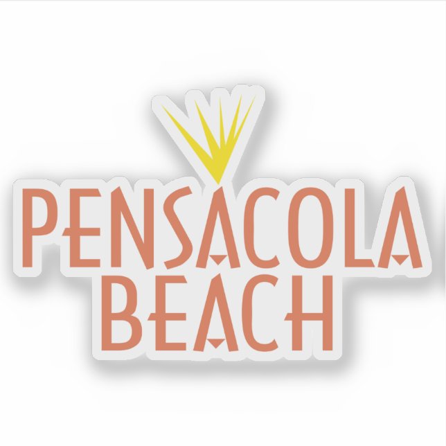 Pensacola Beach Typografisches Design mit Sonnenmo Aufkleber (Vorderseite)