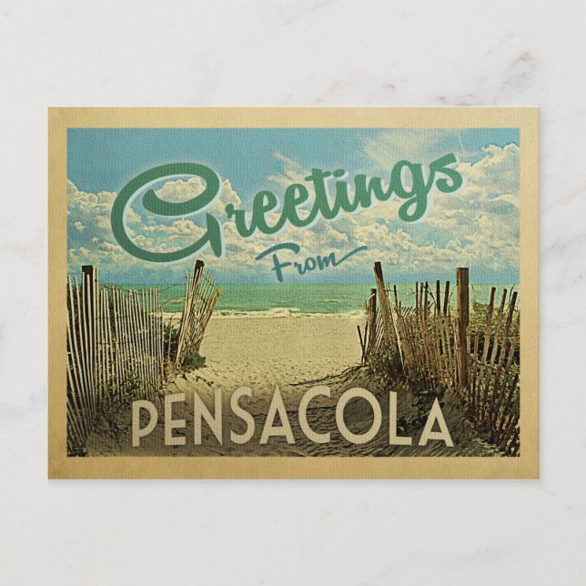 Pensacola Beach Vintage Travel Postkarte (Vorderseite)
