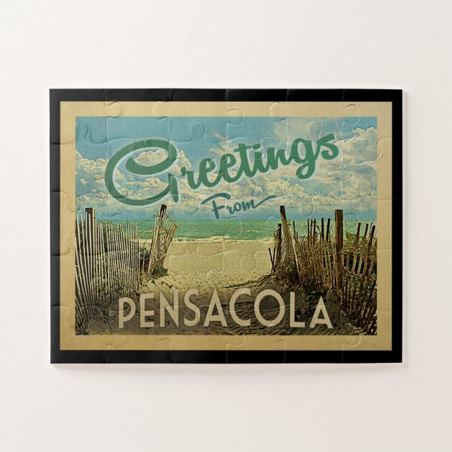 Pensacola Beach Vintage Travel Puzzle (Horizontal)