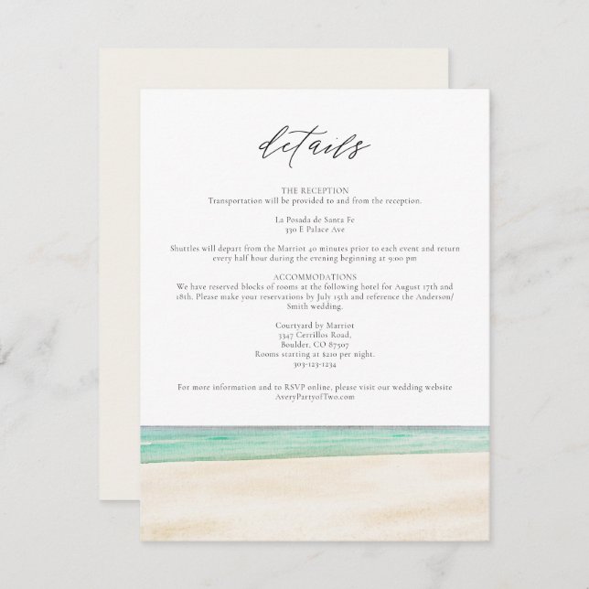 PENSACOLA BEACH Watercolor Florida Details Karte (Vorne/Hinten)