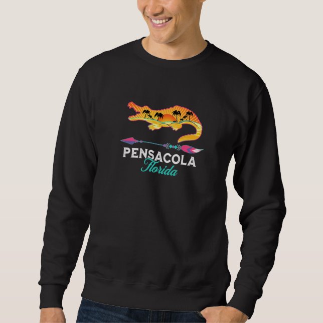 Pensacola Florida Alligator Retro Sun Palm Trees S Sweatshirt (Vorderseite)