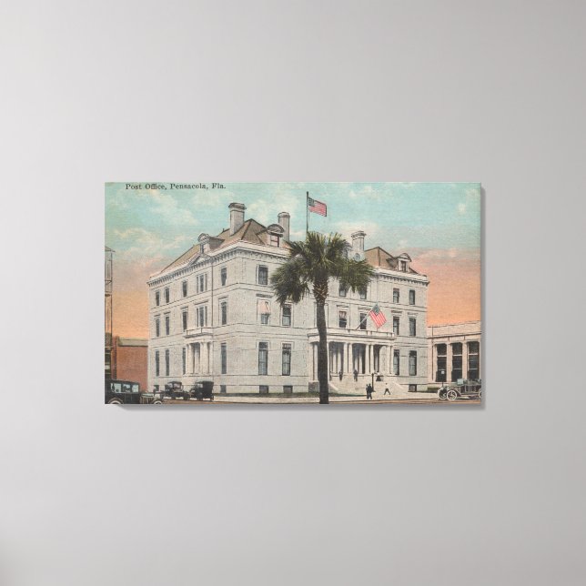 Pensacola, Florida - Außenansicht der Post Leinwanddruck (Vorderseite)
