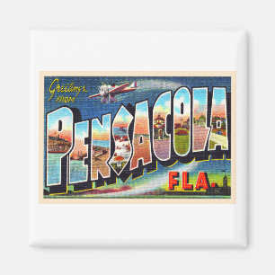 Pensacola Florida FL Vintager Großbuchstabe Postk Magnet
