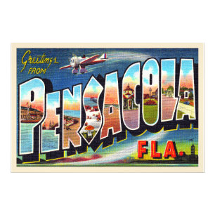 Pensacola Florida FL Vintager Großbuchstabe Postka Fotodruck