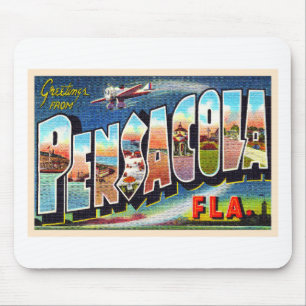 Pensacola Florida FL Vintager Großbuchstabe Postka Mousepad