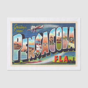 Pensacola Florida FL Vintager Großbuchstabe Postka Seidenpapier