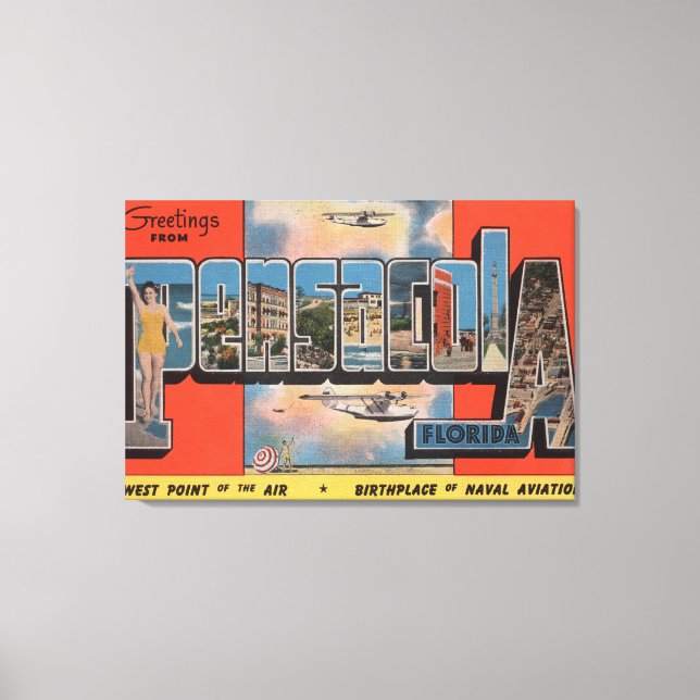Pensacola, Florida - Große Buchstabenszenen 2 Leinwanddruck (Vorderseite)