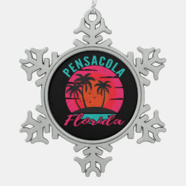 Pensacola Florida Palm Trees Beach Schneeflocken Zinn-Ornament