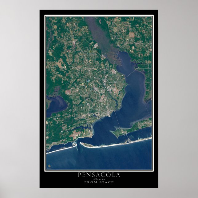 Pensacola Florida Satellite Poster Karte (Vorne)