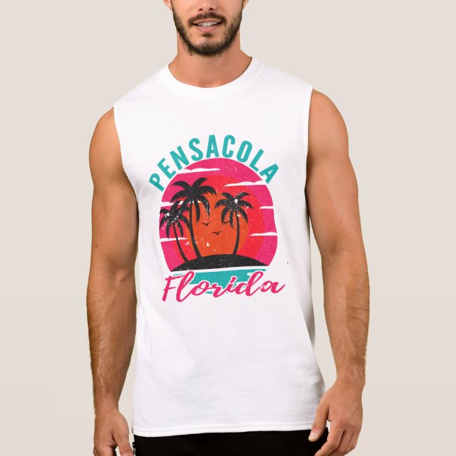 Pensacola Florida Sunset Retro Urlaub Ärmelloses Shirt (Vorderseite)