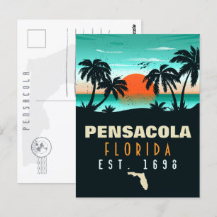 Pensacola Florida tropische Retro-Sonnenuntergang- Postkarte