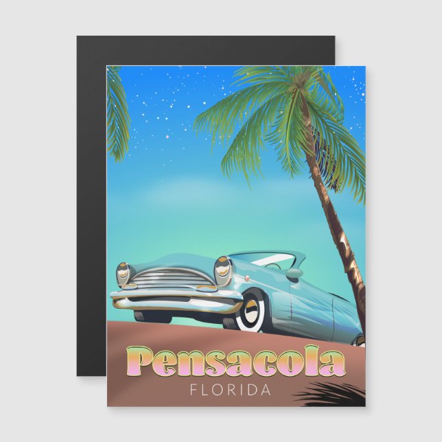 Pensacola, florida Vintages Reiseplakat Magnetkarte (Vorne/Hinten)