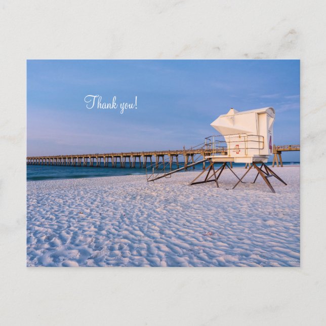 Pensacola Morning Lifeguard Stand & Pier Vielen Da Postkarte (Vorderseite)