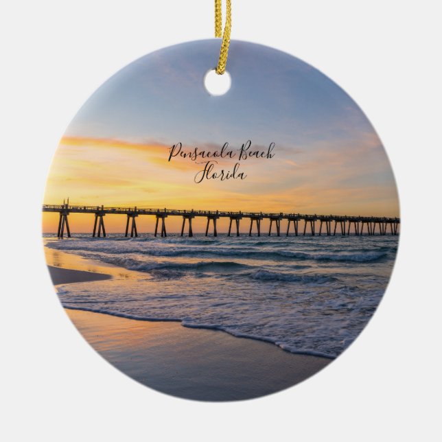Pensacola Pier Shoreline Sunrise Circle Ornament (Vorne)