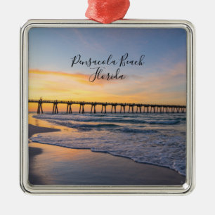 Pensacola Pier Shoreline Sunrise Ornament Aus Metall