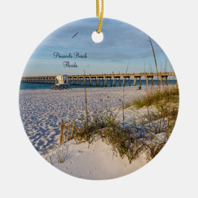 Pensacola Sand Dunes Pier Morning Circle Ornament (Vorne)