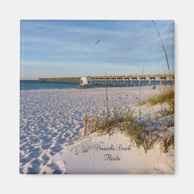 Pensacola Sand Dunes Pier Morning Square Magnet (Vorne)