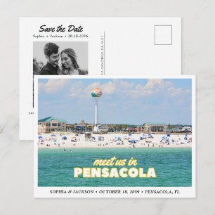 Pensacola Save-the-Date Retro-Hochzeitspostkarte Postkarte