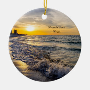 Pensacola Splashing Waves Sunrise Ornament