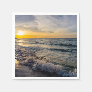 Pensacola Splashing Waves Sunrise Paper Napkin Serviette