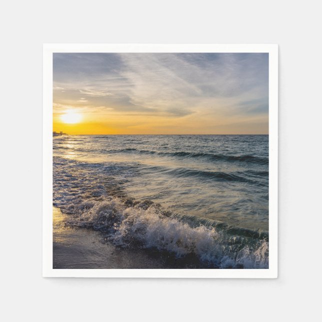 Pensacola Splashing Waves Sunrise Paper Napkin Serviette (Vorderseite)