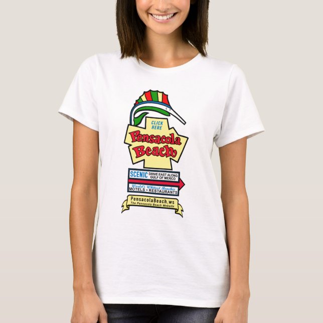 Pensacola-Strand-Zeichen-Damen-angepasster T - T-Shirt (Vorderseite)
