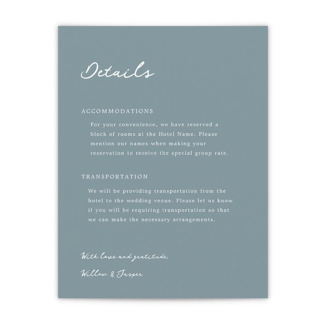 Pensacola Wedding Card Begleitkarte (Pensacola Wedding Enclosure Card in Dusty Blue)